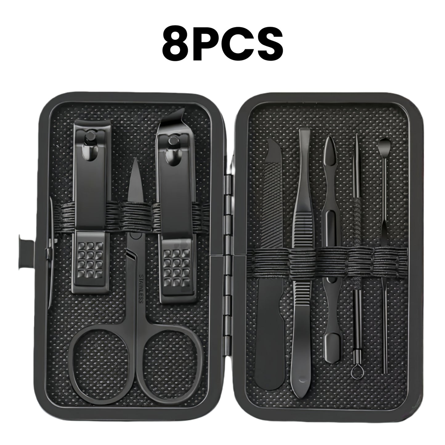 8/15/24 classic black series nail care sets, travel manicure pedicure sets, including nail clippers, cuticle trimmers, tweezers-sharp blades, precise trimming, and essential beauty tools for finger and toenail care-family hyd