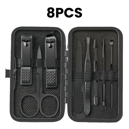8/15/24 classic black series nail care sets, travel manicure pedicure sets, including nail clippers, cuticle trimmers, tweezers-sharp blades, precise trimming, and essential beauty tools for finger and toenail care-family hyd