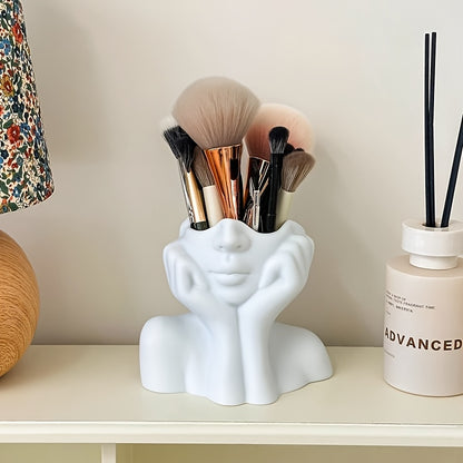 1 Awaoko Makeup Brush Organizer - Elegant Facial Storage Box with Brush Slots, No Assembly Required, Suitable for Home, Salon, Office - Compatible with Makeup Brushes, Eyebrow Pencils, Lipsticks - Modern Nail Table Decor, Art