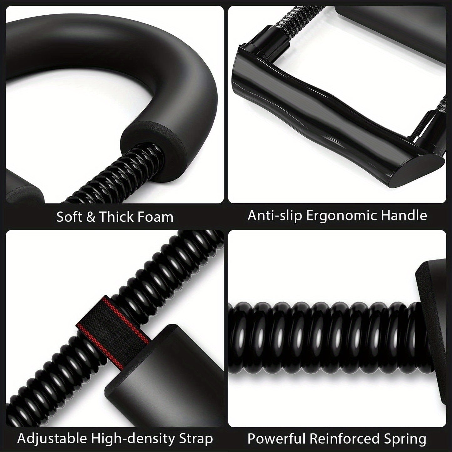 Adjustable Wrist Strengthener & Grip Trainer - Heavy-Duty Stainless Steel Forearm & Hand Workout Equipment for Athletes, Musicians, Injury Recovery - Portable Home Gym Fitness Tool, Black, Muscle Trainer, Ergonomic Design, No
