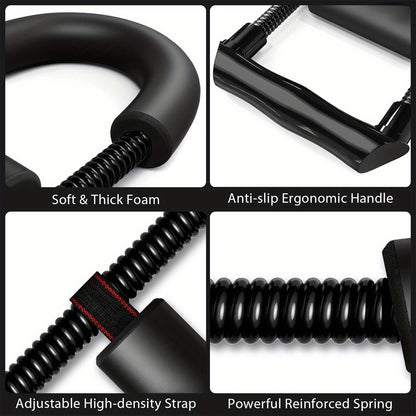 Adjustable Wrist Strengthener & Grip Trainer - Heavy-Duty Stainless Steel Forearm & Hand Workout Equipment for Athletes, Musicians, Injury Recovery - Portable Home Gym Fitness Tool, Black, Muscle Trainer, Ergonomic Design, No