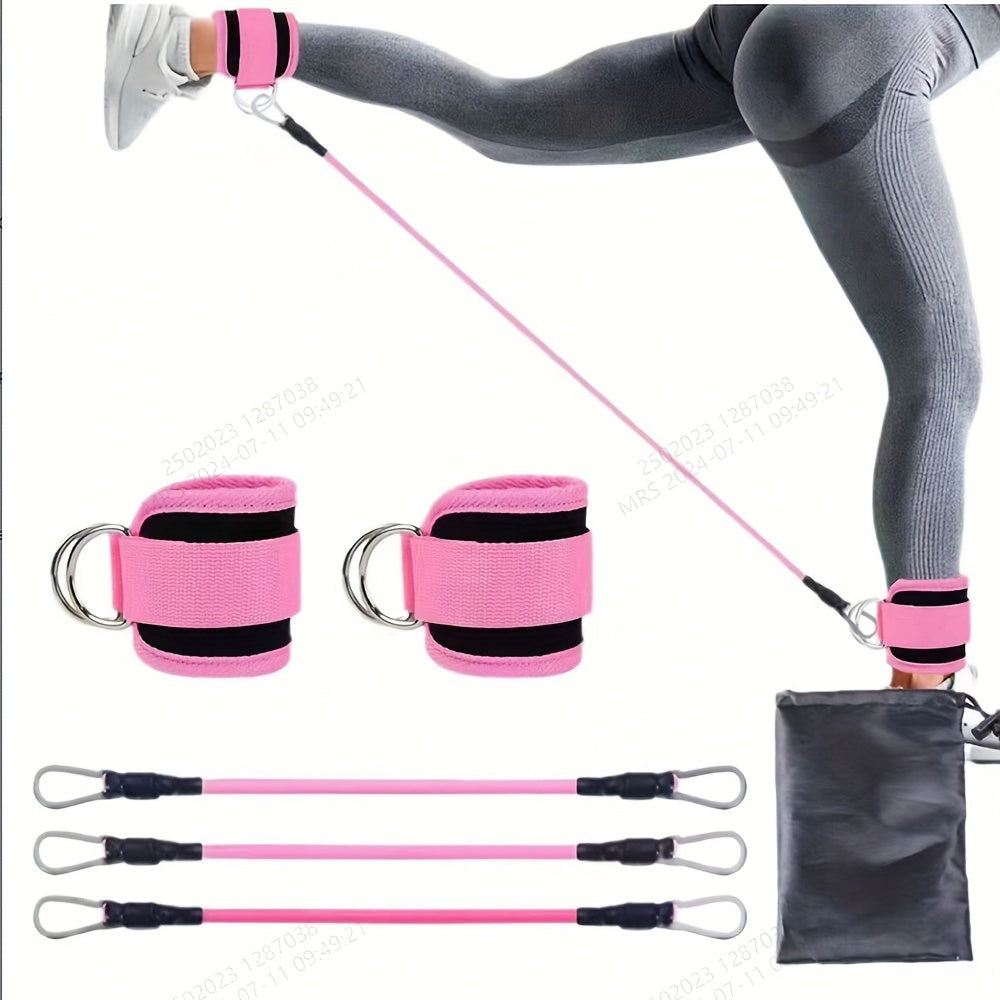 6-Piece Ankle Resistance Band Set for Leg & Glute Training - Adjustable Multifunctional Fitness Straps with Workout Guide for Home and Gym Exercise - Middle Tension Pull Rope for Sports and Fitness - Ideal for Valentine's Day
