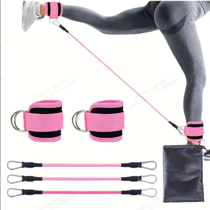 6-Piece Ankle Resistance Band Set for Leg & Glute Training - Adjustable Multifunctional Fitness Straps with Workout Guide for Home and Gym Exercise - Middle Tension Pull Rope for Sports and Fitness - Ideal for Valentine's Day