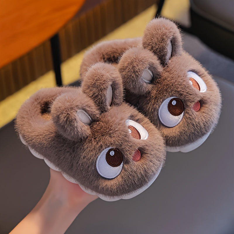1 Pair of Girls' Cute Cartoon Rabbit Slippers, Suitable for Indoor Wear by Toddlers, for Autumn and Winter Seasons