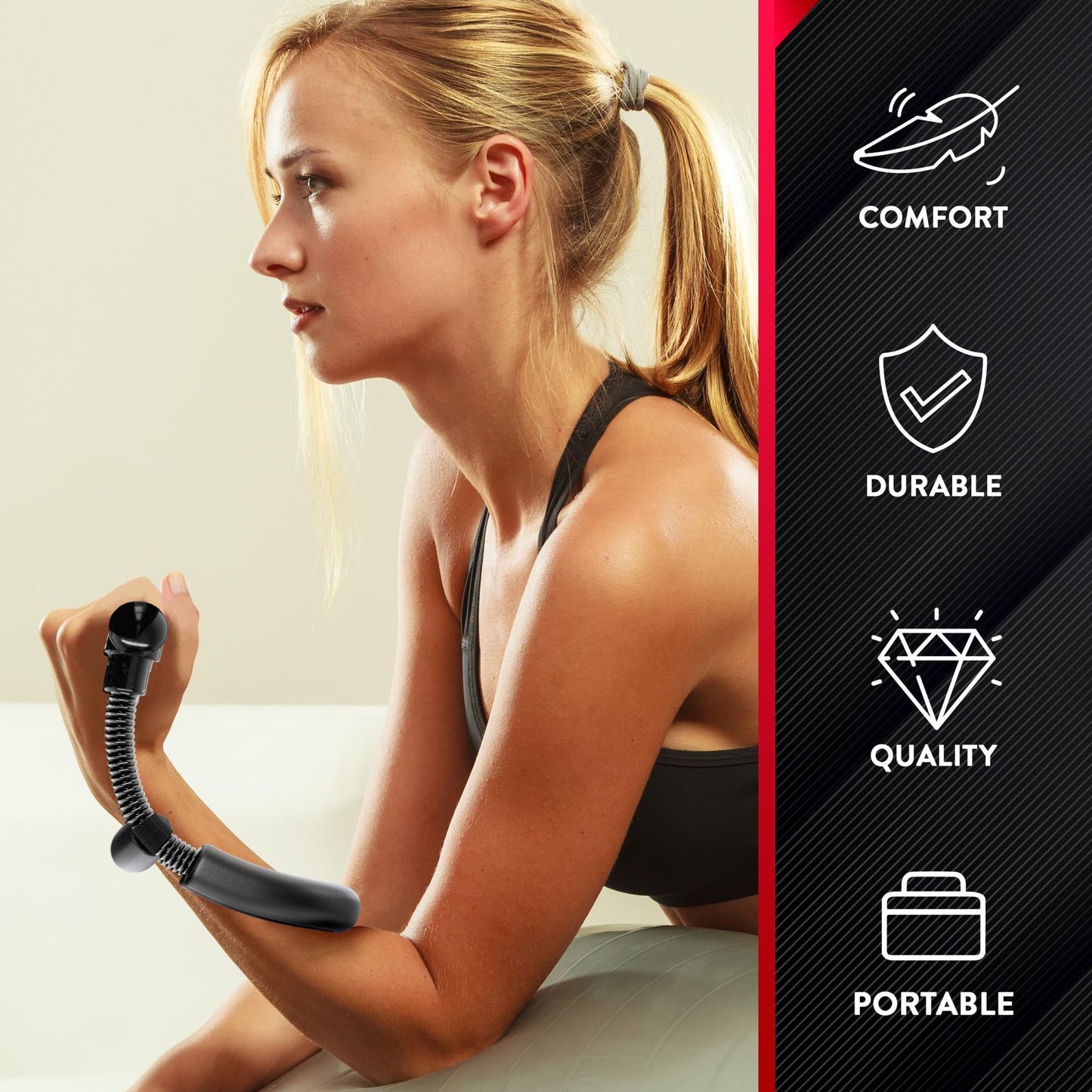 Adjustable Wrist Strengthener & Grip Trainer - Heavy-Duty Stainless Steel Forearm & Hand Workout Equipment for Athletes, Musicians, Injury Recovery - Portable Home Gym Fitness Tool, Black, Muscle Trainer, Ergonomic Design, No