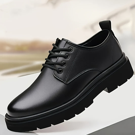 New Style Business Formal Thick-Soled Shoes for Work, Black Fashionable Business Casual Shoes for Grooms And Groomsmen