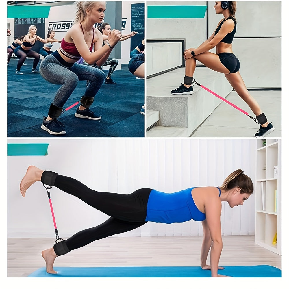 6-Piece Ankle Resistance Band Set for Leg & Glute Training - Adjustable Multifunctional Fitness Straps with Workout Guide for Home and Gym Exercise - Middle Tension Pull Rope for Sports and Fitness - Ideal for Valentine's Day