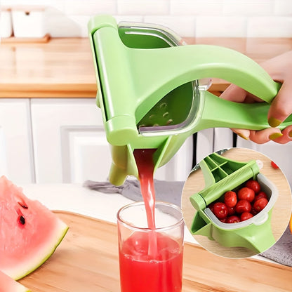 1pc Green Multifunctional Manual Citrus Juicer - Compact Handheld Fruit Squeezer for Oranges, Lemons & More, Durable Plastic Design for Easy Juicing at Home, Home Juice Making | Handheld Juicer | Easyclean Material, Juicer Sq