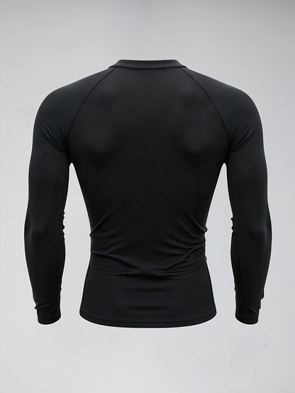 Men's Athletic T-Shirt, Sporty Body-Hugging Fit with High Elasticity, Crew Neck, Long Sleeve, Suitable for Hiking, Jogging, Cycling, and Outdoor Fitness Workouts