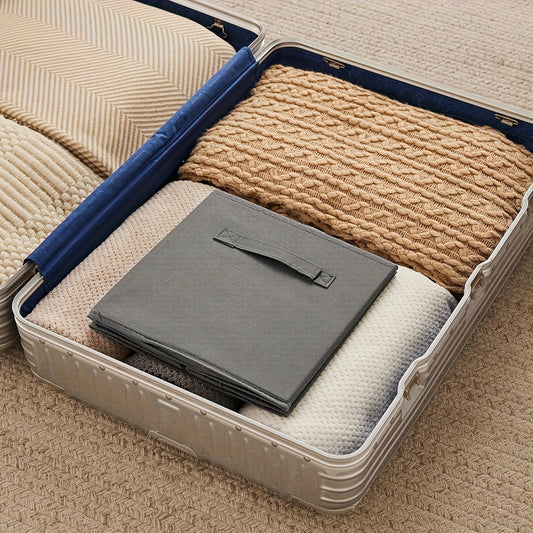 4 Pack Collapsible Fabric Storage Boxes with Collapsible & Sturdy Handle - Non- Cloth Foldable Cubbies Suitable for Shelf, Wardrobe, Kids Room Organization - Space-Saving for Clothes, Blankets, Toys -