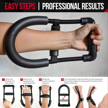 Adjustable Wrist Strengthener & Grip Trainer - Heavy-Duty Stainless Steel Forearm & Hand Workout Equipment for Athletes, Musicians, Injury Recovery - Portable Home Gym Fitness Tool, Black, Muscle Trainer, Ergonomic Design, No