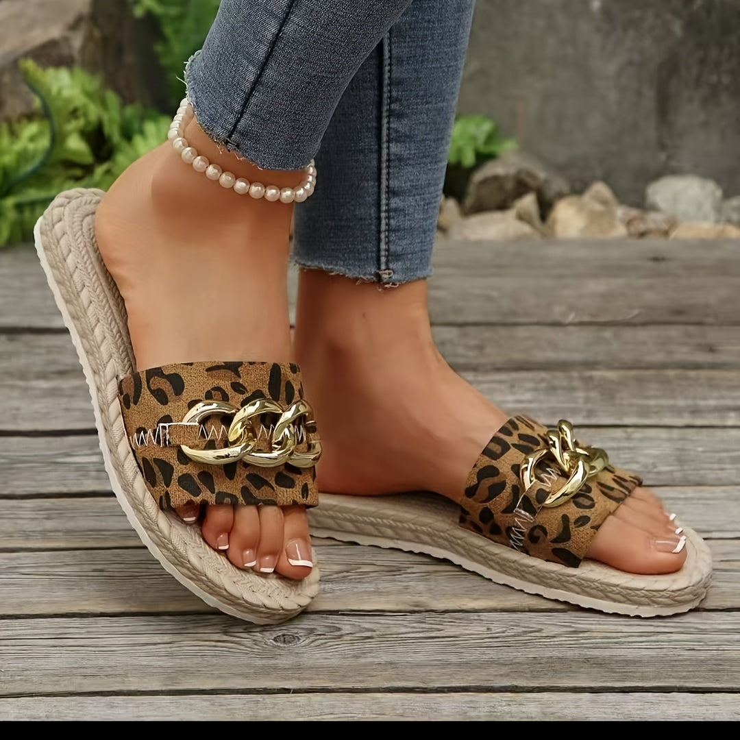 New Women's Leopard Print Cool Slippers, Lightweight EVA Outsole, Wear Leisure and Entertainment Vacation Beach Birthday Gift Slippers, Women Shoes