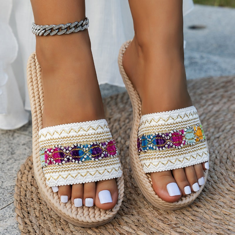 Women's Slip-on Fashion Flat Sandals with Thick Soles and Slippers, Women Shoes