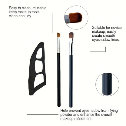 Eye Makeup Assistant - 2 Special Eyeshadow Brushes, Eyeshadow Tools, Quick Makeup Templates, Eyeshadow Molds, Suitable for Female Beginners, Help You Achieve Professional Effects with Minimal Effort, Make Up Anytime and Anywh