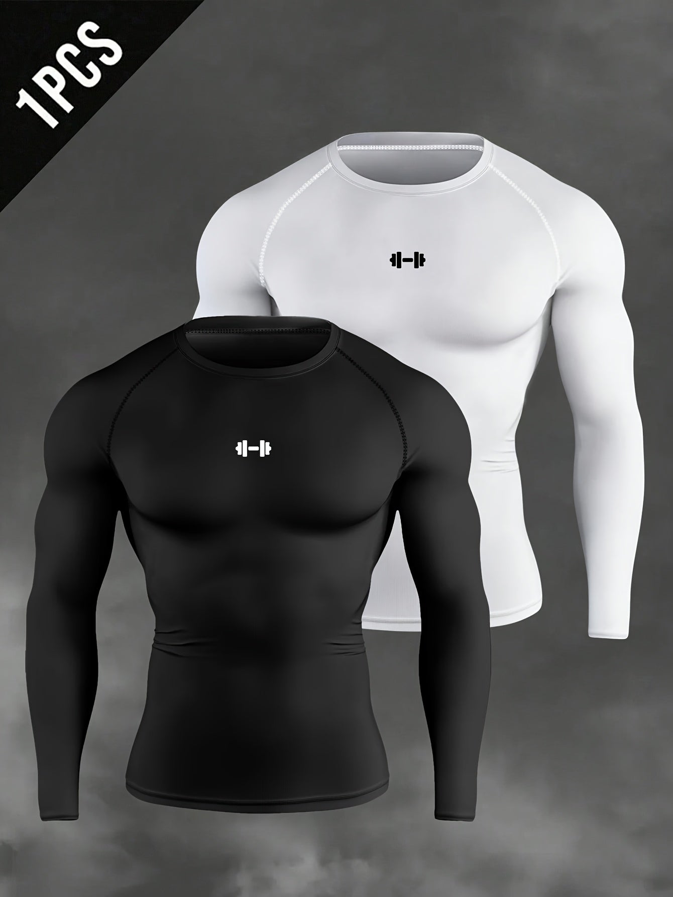 Men's Athletic T-Shirt, Sporty Body-Hugging Fit with High Elasticity, Crew Neck, Long Sleeve, Suitable for Hiking, Jogging, Cycling, and Outdoor Fitness Workouts