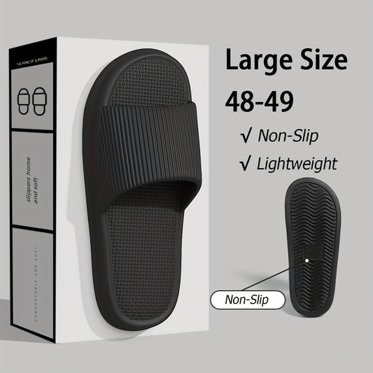 Black Oversized Slippers Size 46-49, Solid Color, Easy Design, Open-Toe for Indoor Home Use, Suitable for Bathroom And Shower