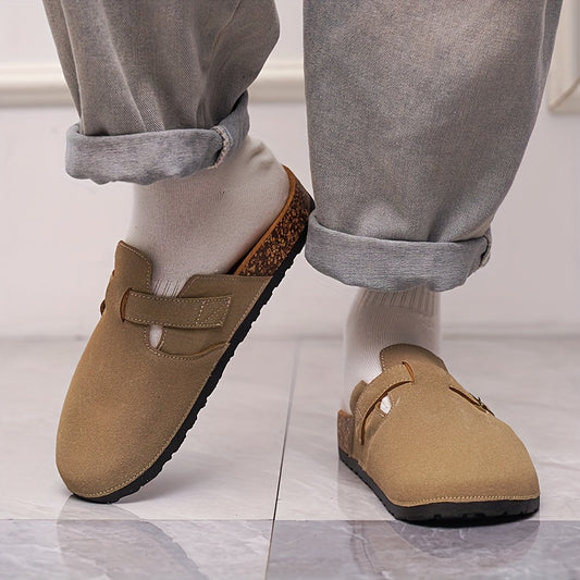 Trendy Fashion Men's Shoes, Wear-Resistant Casual Comfortable Indoor/Outdoor Slippers with Arch Support and Buckle Design