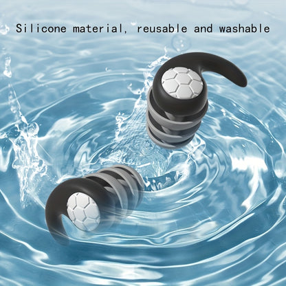 1 Pair of Silicone Swimming Earplugs for Pool Use, Waterproof Earplugs for Surfing and Water Sports, Available in Black, Pink, Blue, Yellow, Green, and Gray, Includes a Reusable Storage Case for Swimming Accessories
