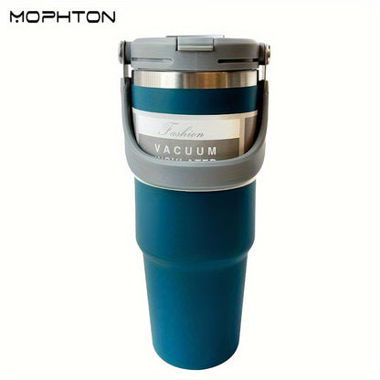 MOPHTON Insulated Stainless Steel Tumbler - Dual Drinking, 24-Hour Cold Retention, Portable for Office, Gym, Yoga & Travel
