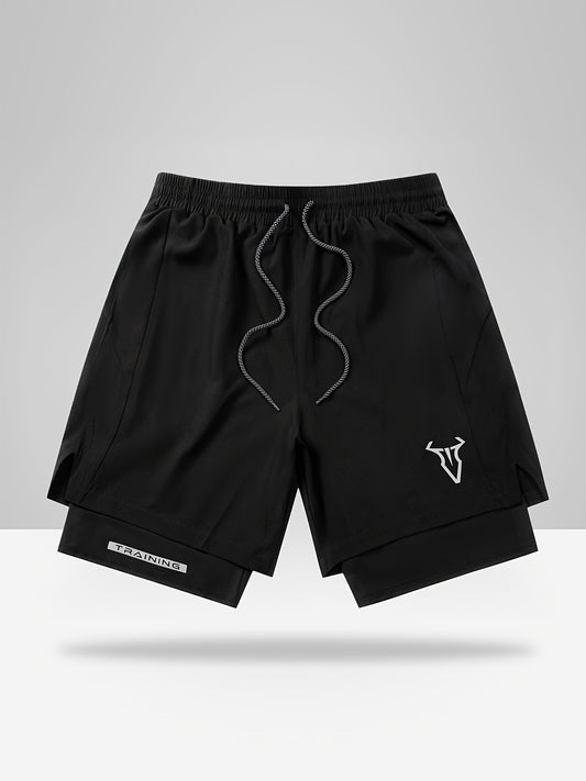 Men's Geometric Athletic Shorts with Side Pockets, Elastic Waistband, Lightweight Stretch Fabric for Running & Casual Wear - Compression Shorts | Gray, Running Shorts | Stylish Sports Shorts | Comfortable Fit