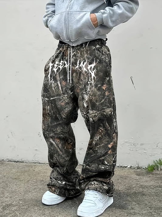 Men'S Relaxed-Fit Pants Featuring a 3D Leaf Camo Design, with an Elastic Waistband And Soft Material, Perfect for Outdoor Activities Throughout The Year
