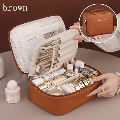 Multi-layer large-capacity detachable makeup bag, travel-inspired cosmetic organizer with brush storage, versatile portable beauty essentials pouch suitable for both men and women, lightweight travel-friendly essential beauty