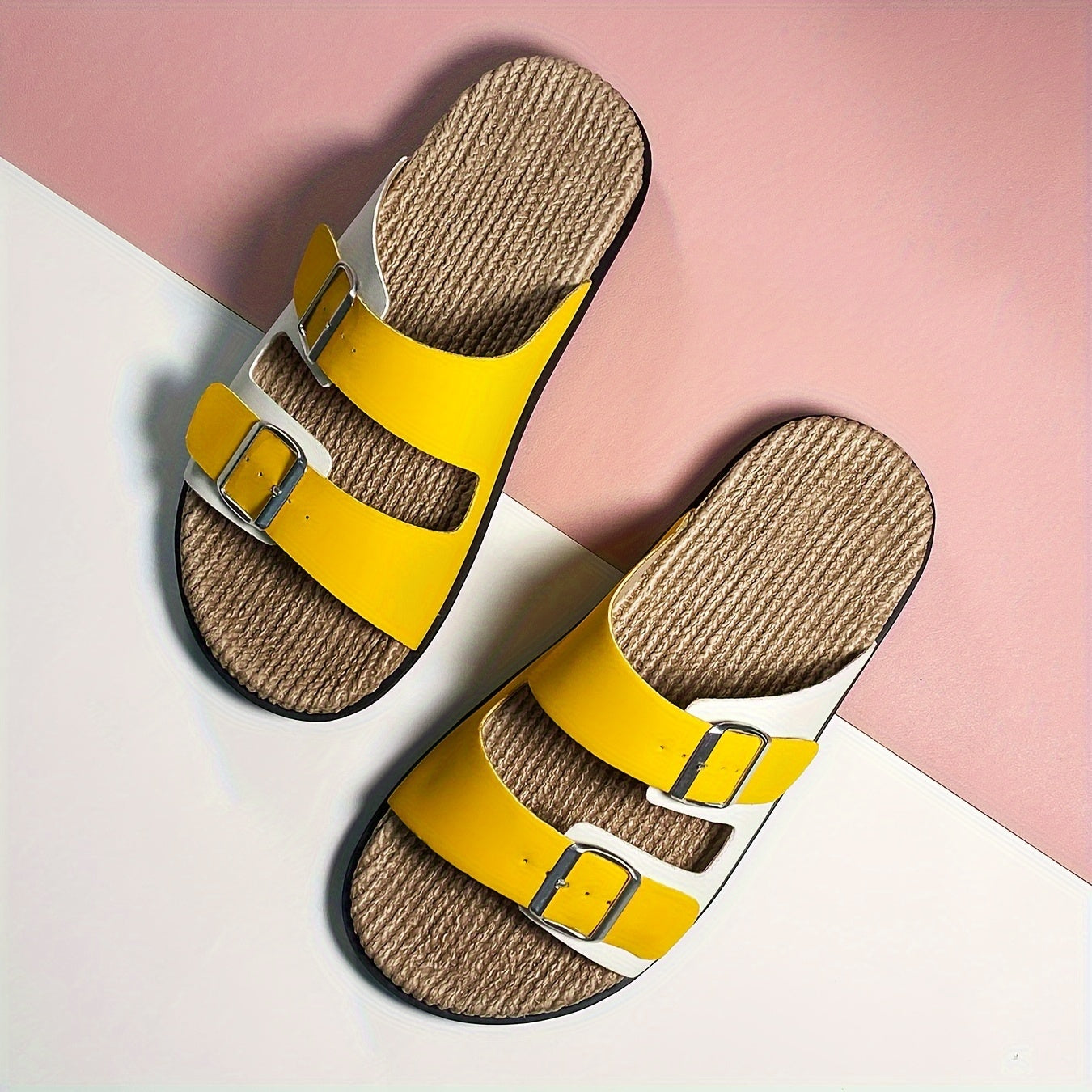 Men'S Quick-Dry Breathable Slide Sandals - Comfortable Indoor/Outdoor Summer Beach Shoes with Double Buckle Closure, Stylish Brown Faux Cover Design for Casual Wear, Beach Footwear | Stylish Men'S Sandals | EVA Sole Sandals