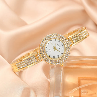 Ultra Thin Bracelet Watches For Women Sparkle Rhinestone Ladies Dress Analog Quartz Watch Small Dial Wrist Watches