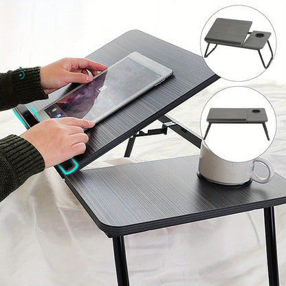 Foldable Laptop Table 55x32x25cm Notebook Table Bedside Table Foldable Notebook Laptop Bed Tray Table for Reading or Breakfast with Cup Holder