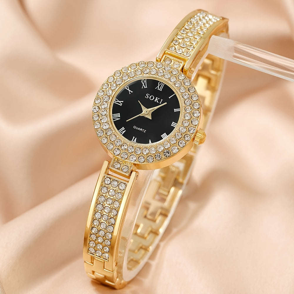 Ultra Thin Bracelet Watches For Women Sparkle Rhinestone Ladies Dress Analog Quartz Watch Small Dial Wrist Watches