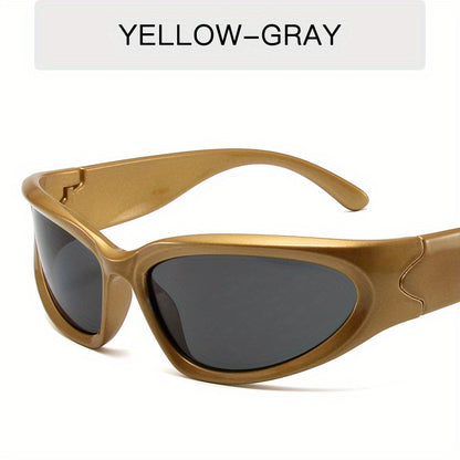 Classic Punk Women Steampunk Oval Wrap Around Mirrored Cycling Eyewear fashion glasses