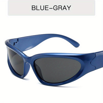 Classic Punk Women Steampunk Oval Wrap Around Mirrored Cycling Eyewear fashion glasses