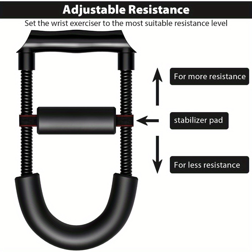 Adjustable Wrist Strengthener & Grip Trainer - Heavy-Duty Stainless Steel Forearm & Hand Workout Equipment for Athletes, Musicians, Injury Recovery - Portable Home Gym Fitness Tool, Black, Muscle Trainer, Ergonomic Design, No