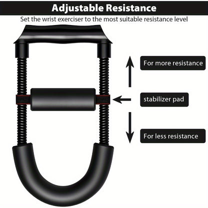 Adjustable Wrist Strengthener & Grip Trainer - Heavy-Duty Stainless Steel Forearm & Hand Workout Equipment for Athletes, Musicians, Injury Recovery - Portable Home Gym Fitness Tool, Black, Muscle Trainer, Ergonomic Design, No